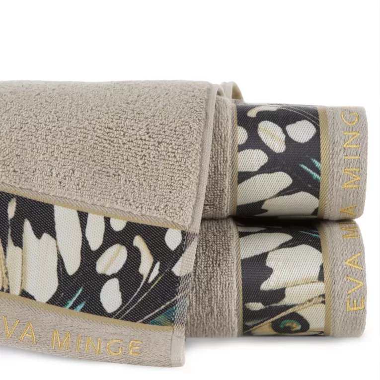Ręcznik do rąk 30x50 cm bawełniany kolor beżowy z designerską bordiurą 500 g/m2 EVA 15 Eva Minge