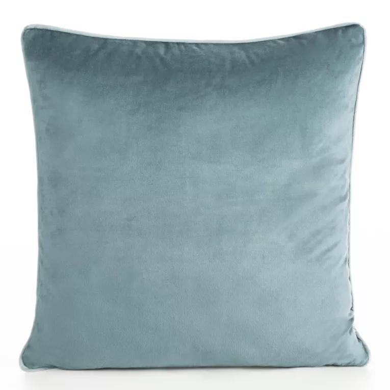 Poszewka na poduszkę 60x60 cm welwetowa kolor niebieski o delikatnym połysku z ozdobną lamówką GAJA 2