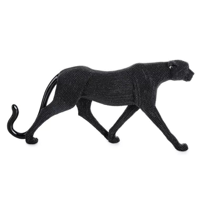 Pantera - figurka dekoracyjna ELDO 3 o drobnym strukturalnym wzorze, czarna