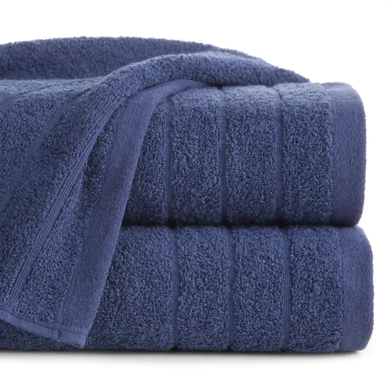 Ręcznik kąpielowy 50x90 cm bawełniany kolor granatowy w formie trzech tkanych paseczków 500 g/m2 RENI