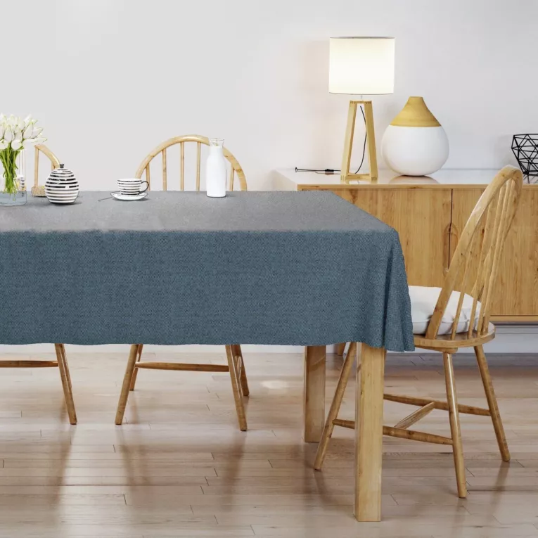 Obrus szyty turkusowy z miękkiej tkaniny z efektem melanżu