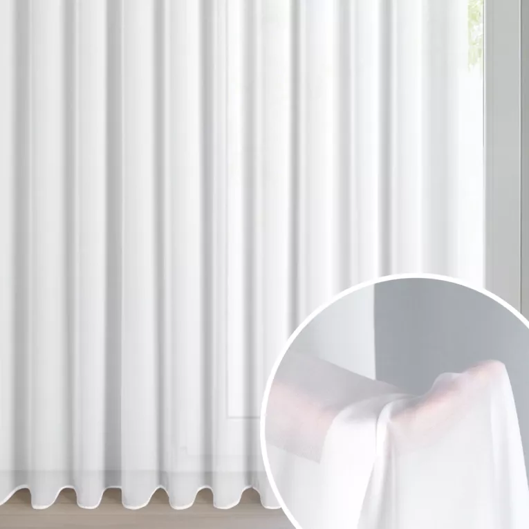 Firana biała matowa z tkaniny szyfonowej 400x270 cm taśma DEBRA