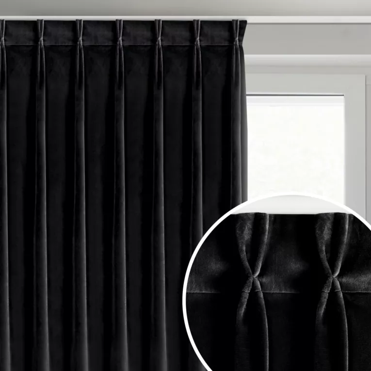 Zasłona czarna z welwetowej tkaniny 80x270 cm (wymiar podany na gotowo) system flex - MELANIE