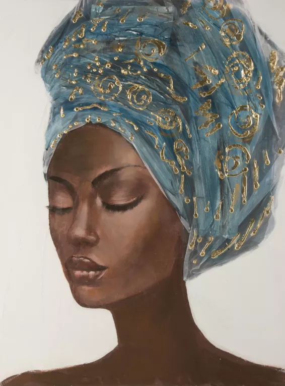 Obraz BEAUTY 2 ręcznie malowany na płótnie portret kobiety w turbanie