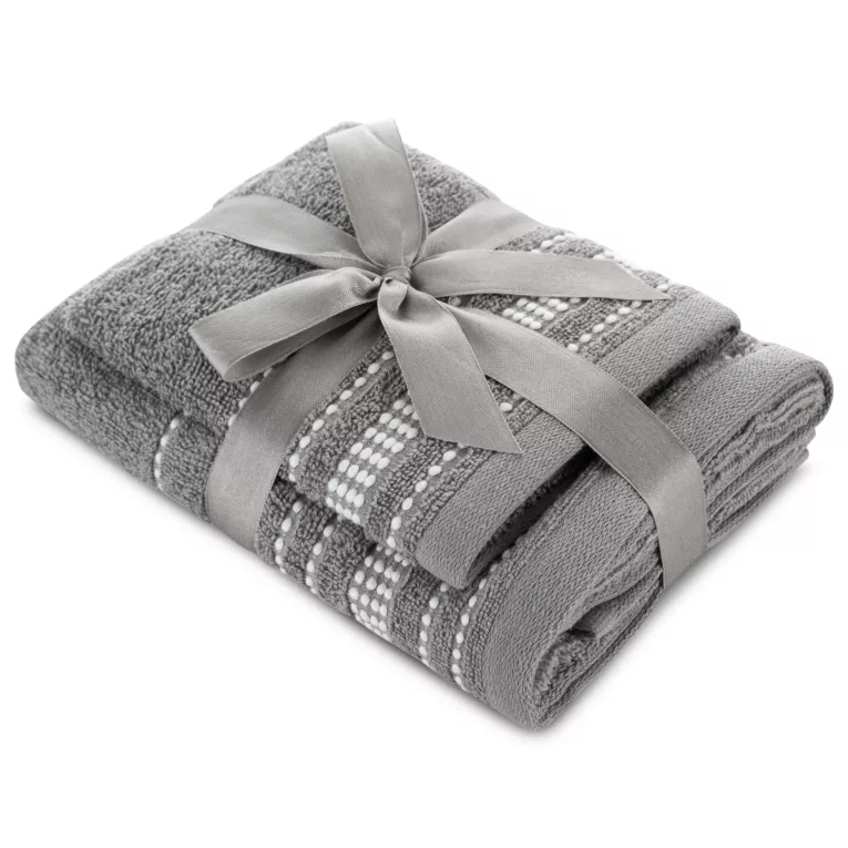 Zestaw ręczników bawełnianych na prezent 2 szt kolor stalowy 500 g/m2 JOLY