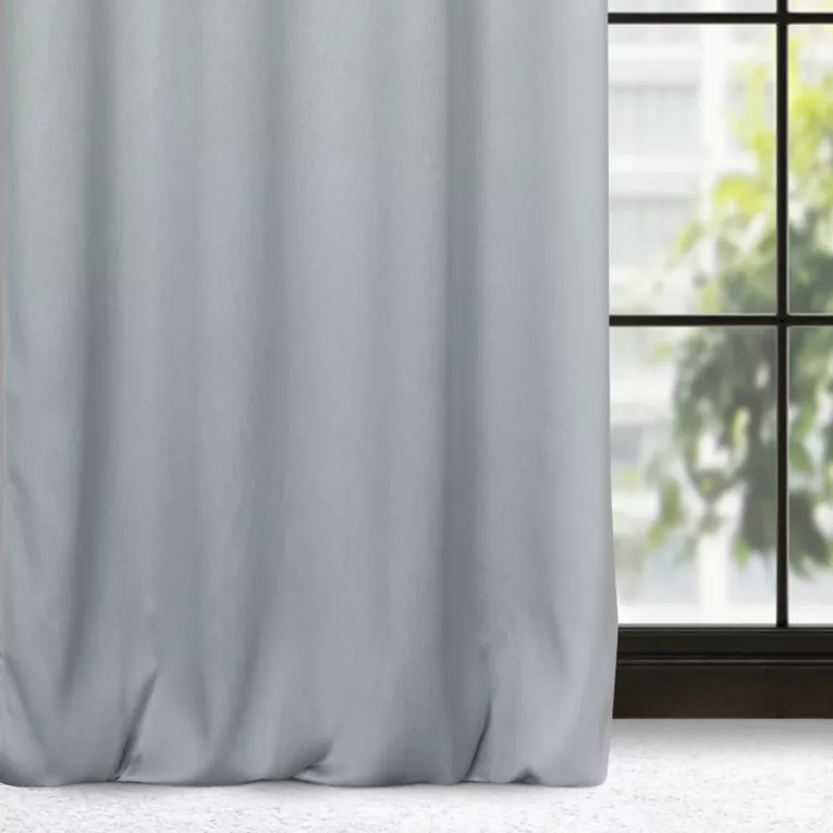 Zasłona srebrna zaciemniająca o strukturalnym wzorze 135x250 cm przelotka - CARLO