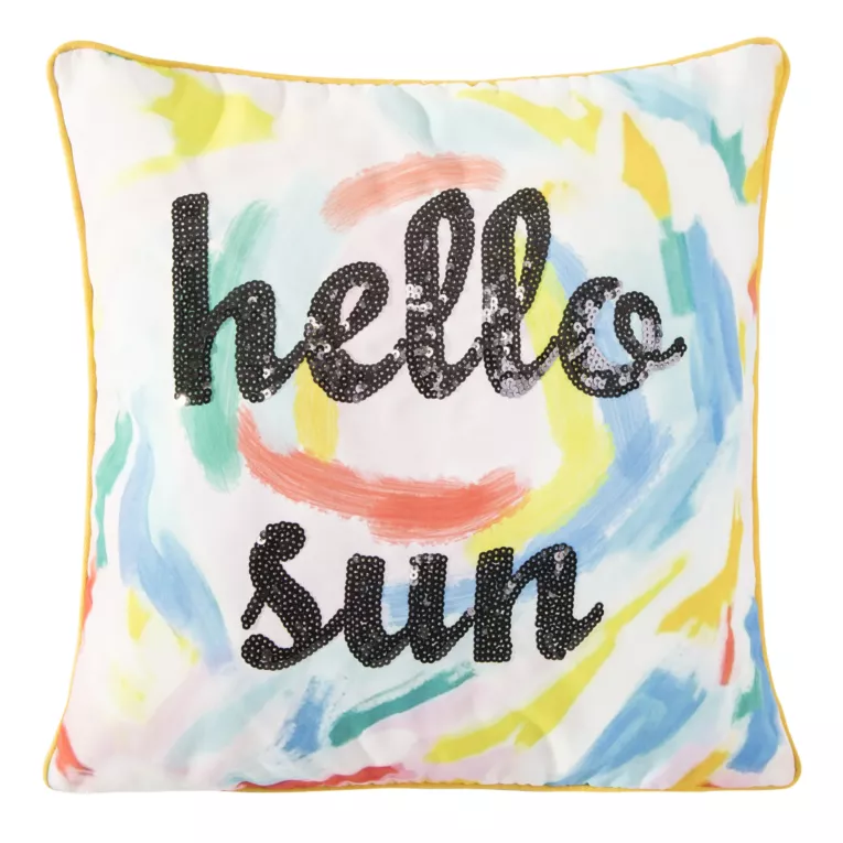 Poszewka dekoracyjna zdobiona nadrukiem oraz cekinami