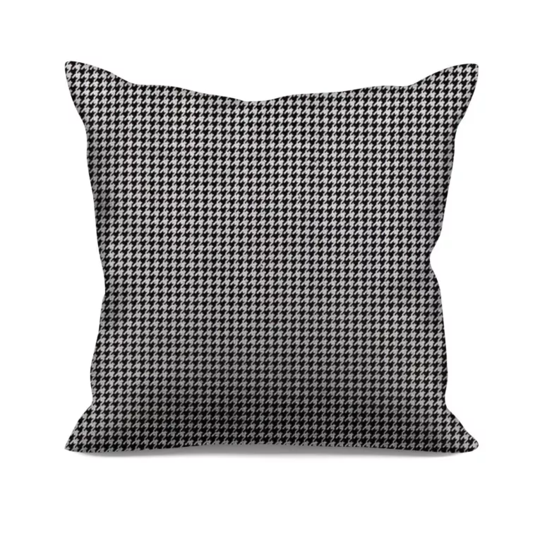 Poszewka szyta czarna tkanina welwetowa z błyszczącym, metalicznym nadrukiem drobnej pepitki