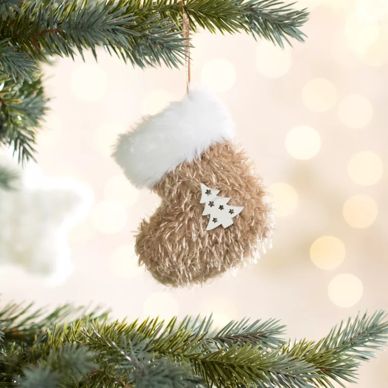 Ozdoba choinkowa SKARPETA z futerka