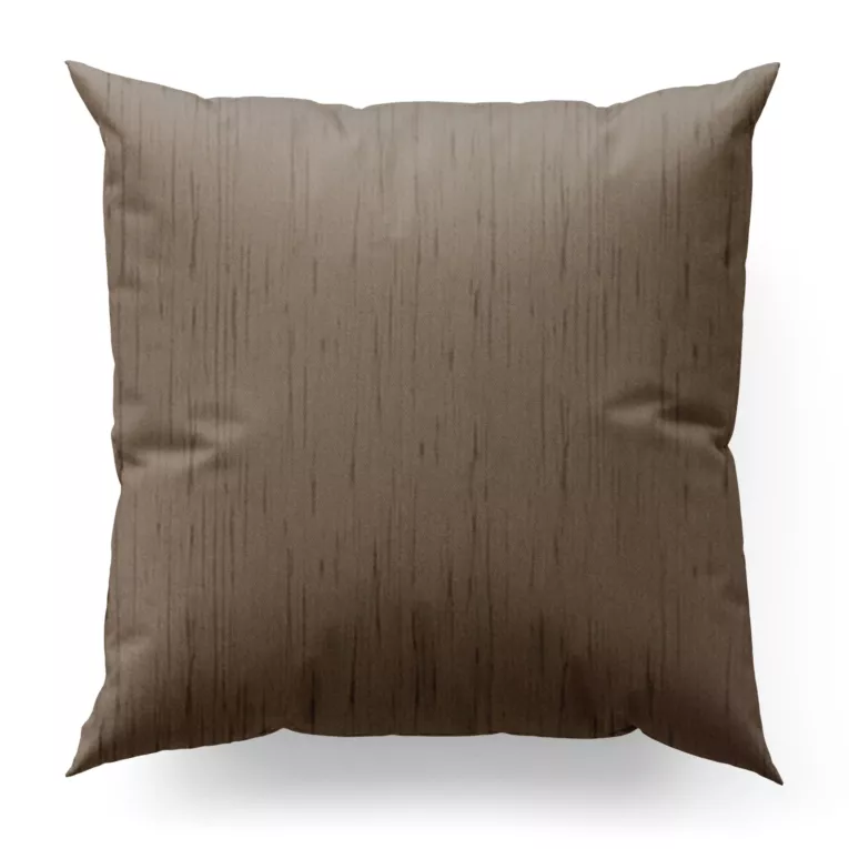 Poszewka szyta jasnobrązowa z tkaniny welwetowej w pionowe prążki, wykończona obciążnikiem