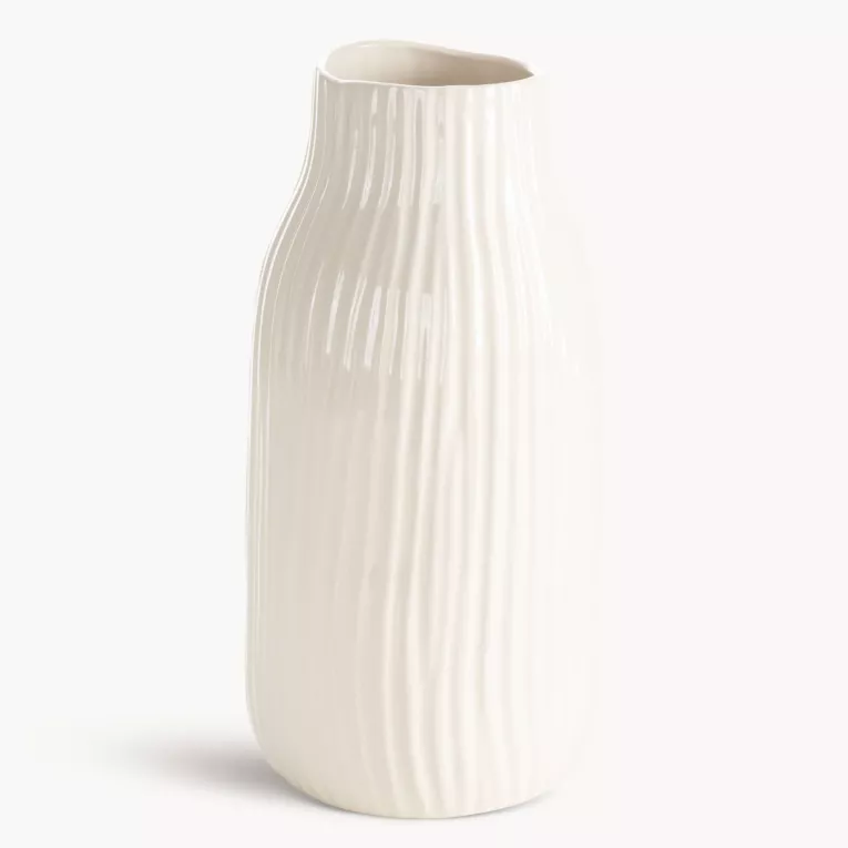 Wazon kremowy w wytłaczanym wzorem 15x15x31 cm JENNY - kolekcja SEA SUMMER