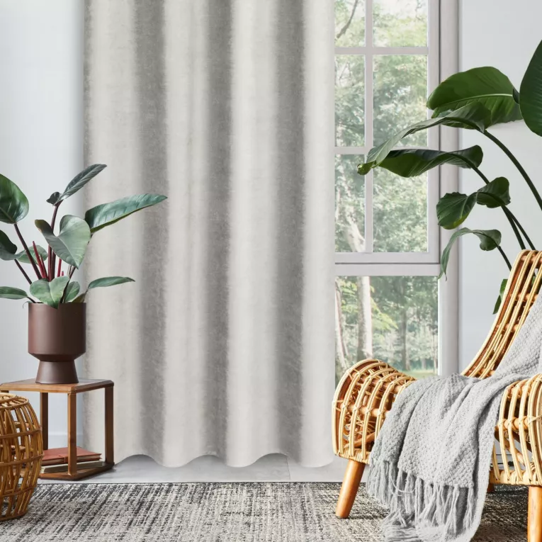 Zasłona jasnoszara z tkaniny welurowej 160x260 cm przelotka - Dora