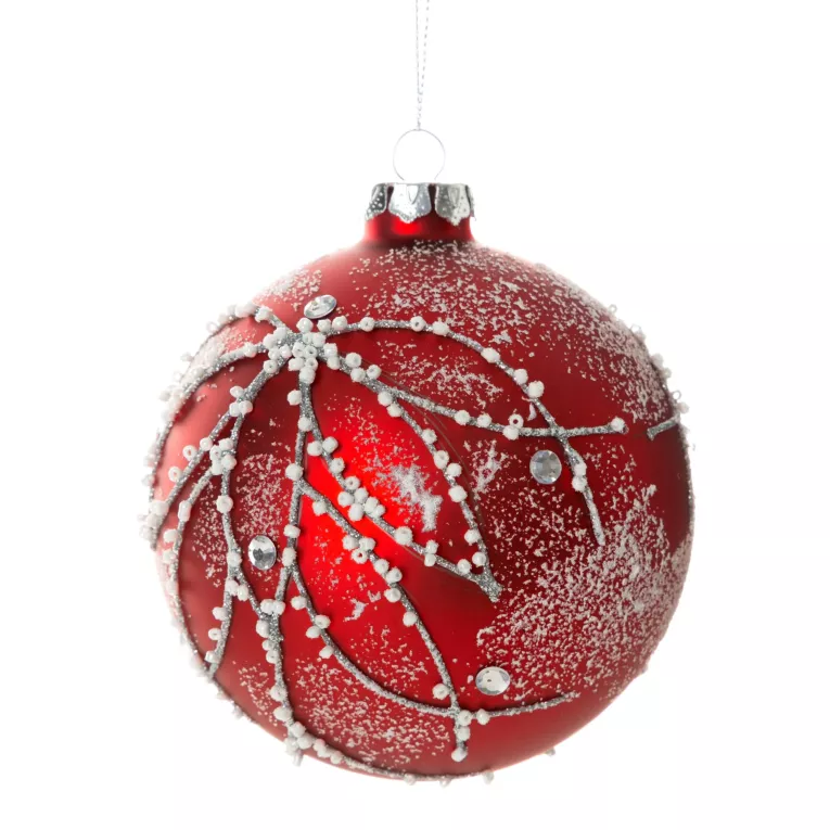 Szklana bombka ręcznie zdobiona koralikami