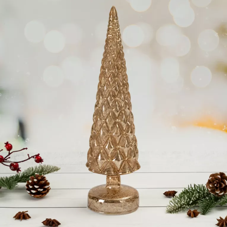 Figurka świąteczna szklana CHOINKA ze światełkami LED