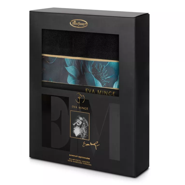 Zestaw ręczników bawełnianych na prezent 3 szt kolor czarny 500 g/m2 Eva Minge 12