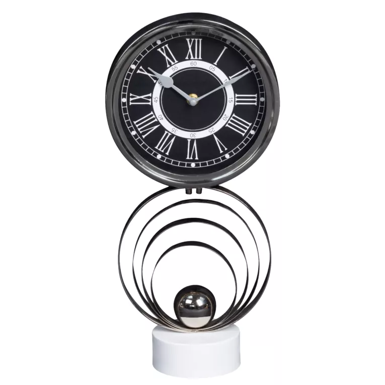 Dekoracyjny zegar stojący w stylu vintage na metalowej podstawie