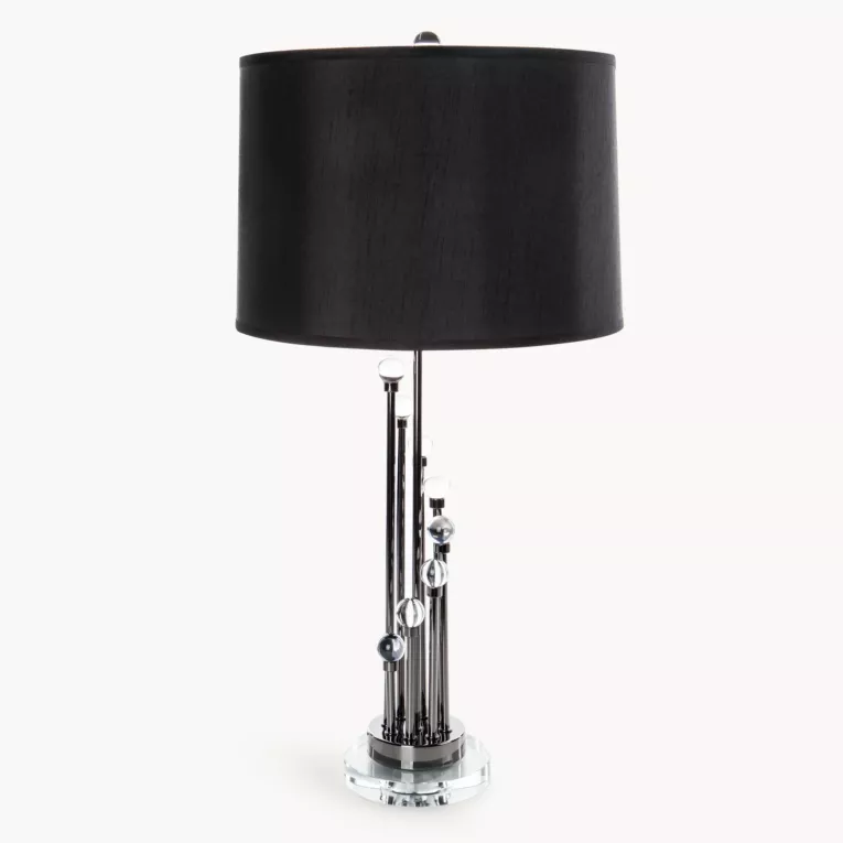 Lampa stołowa do pokoju czarna ISLA zdobiona kryształkami