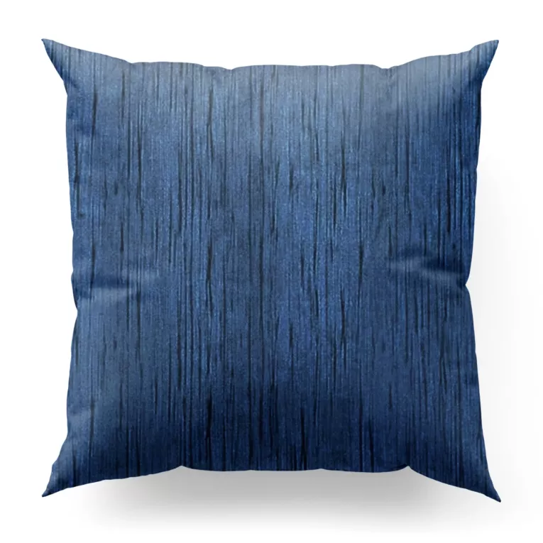 Poszewka szyta ciemnoniebieska z tkaniny welwetowej w pionowe prążki, wykończona obciążnikiem