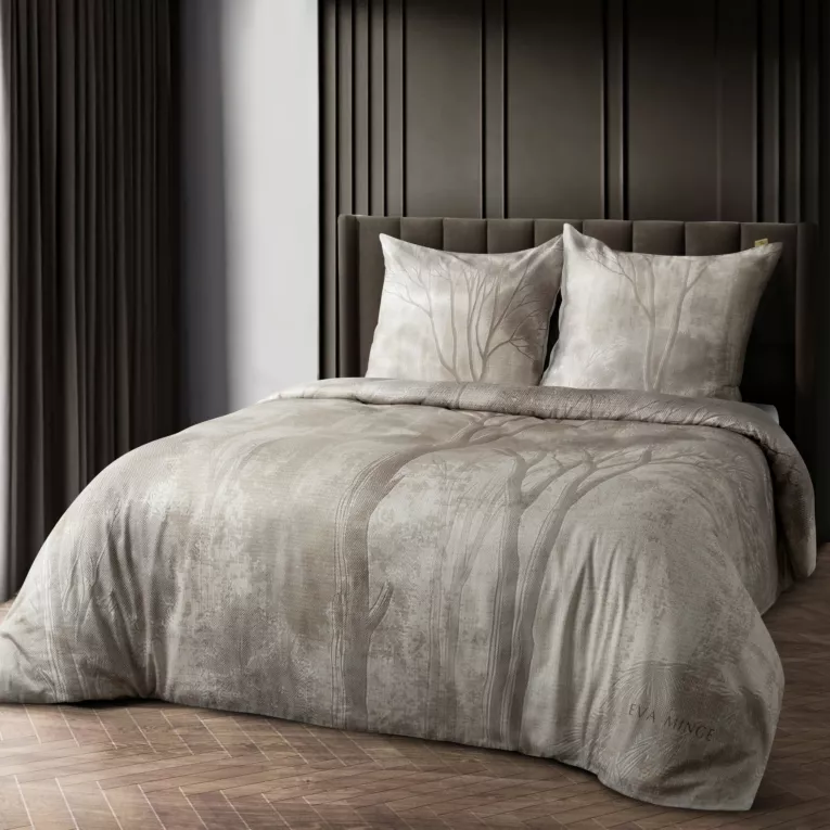 Pościel 160x200 cm z makosatyny bawełnianej kolor beżowy, kremowy z wzorem designerskim SANNAH Eva Minge