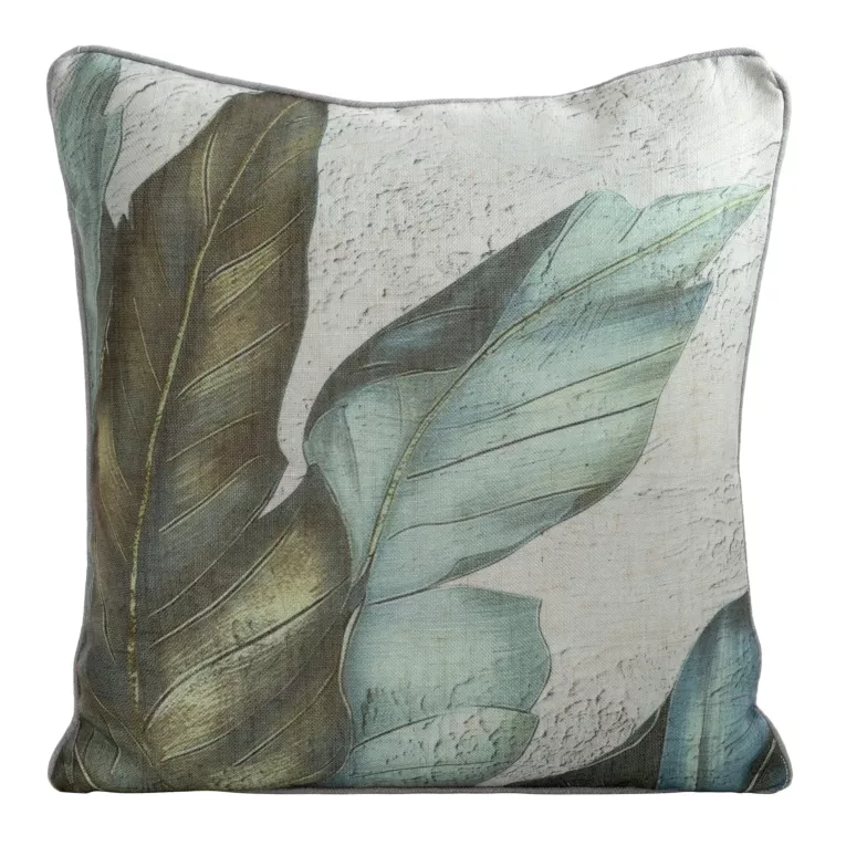 Poszewka na poduszkę 45x45 cm o strukturze lnu z lamówką zielono, popielata LEN