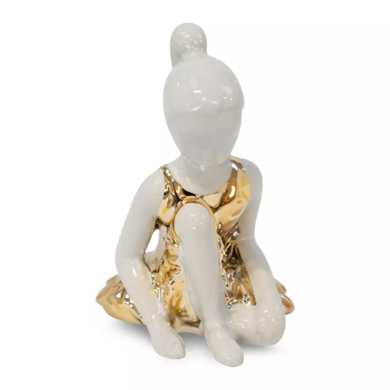 Baletnica - figurka ceramiczna biało-złota
