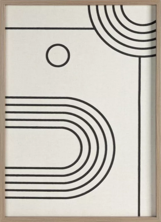 Obraz abstrakcja naturalno, czarny w stylu boho w drewnianej ramie 50x70 cm