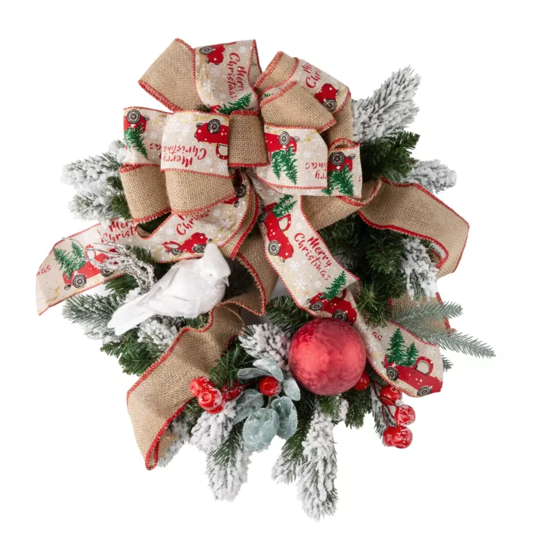 Wianek świąteczny ręcznie dekorowany BEŻOWA MAGIA