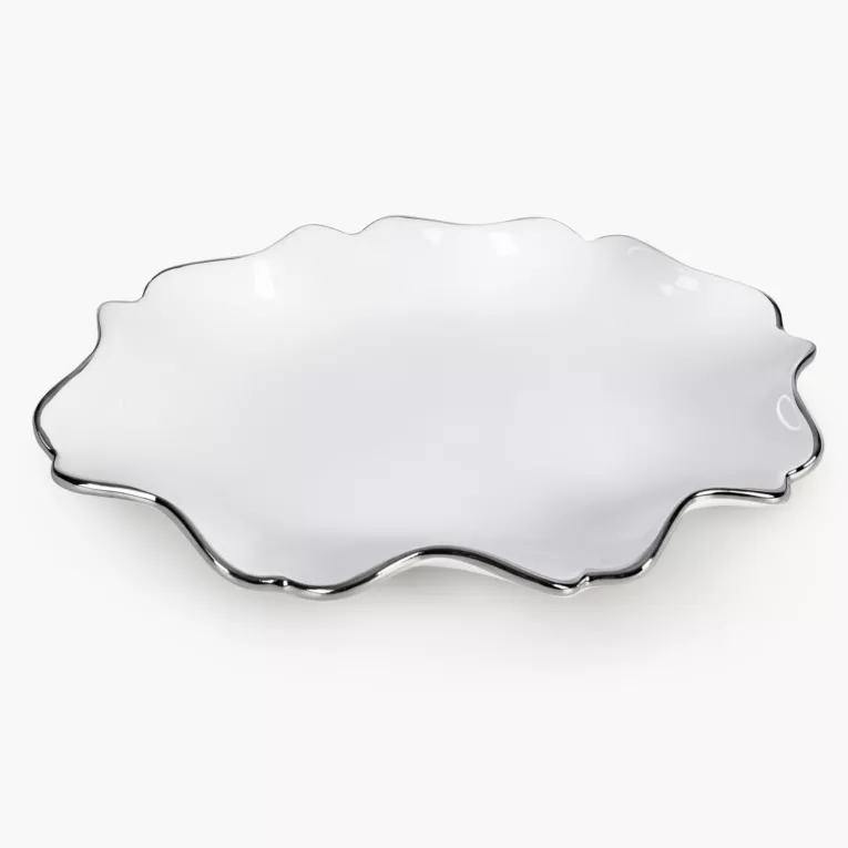 Patera dekoracyjna z glinki ceramicznej z falującymi brzegami AUREN 1