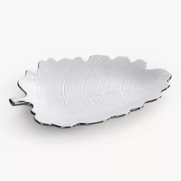 Patera dekoracyjna z glinki ceramicznej w kształcie liścia ALMA 2