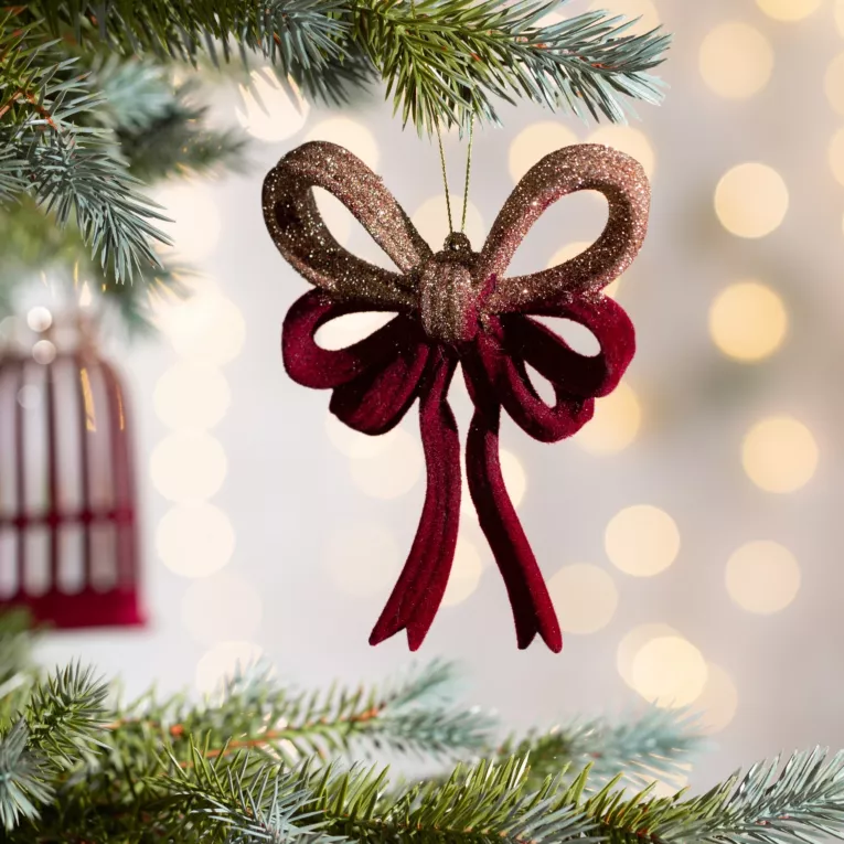 Ozdoba choinkowa KOKARDA pokryta przyjemnym welwetem