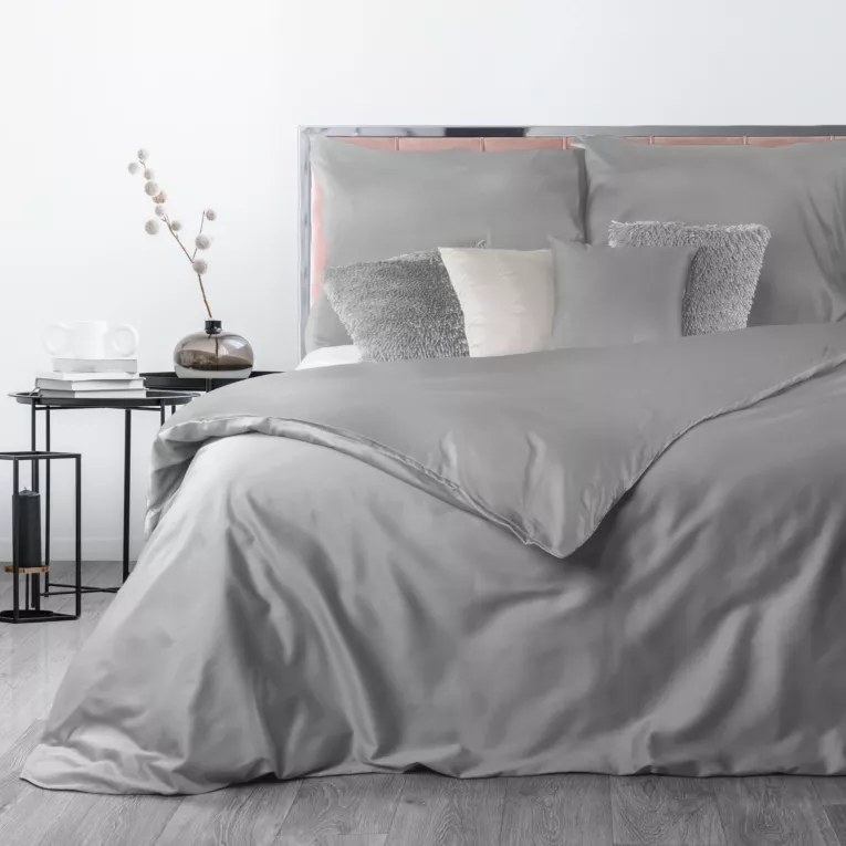Pościel 220x200 cm gładka z makosatyny bawełnianej kolor jasnoszary DELIA Reina Line