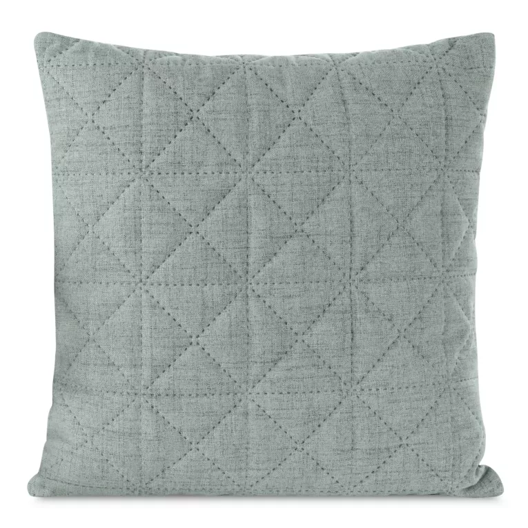 Poszewka na poduszkę 45x45 cm strukturze lnu pikowana metoda hot press w geometryczny wzór miętowa LEN