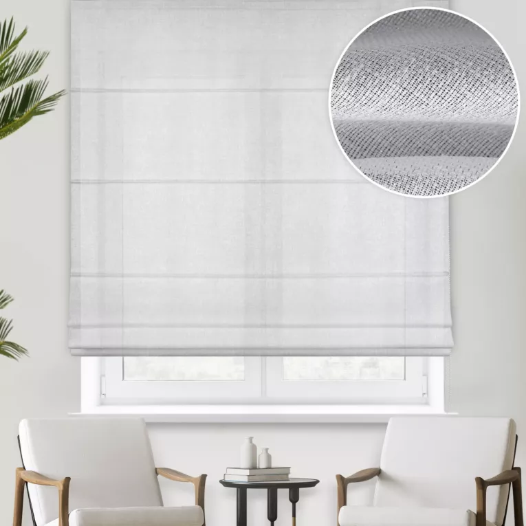 Roleta rzymska naturalna o luźnym lnianym splocie z błyszczącą nicią