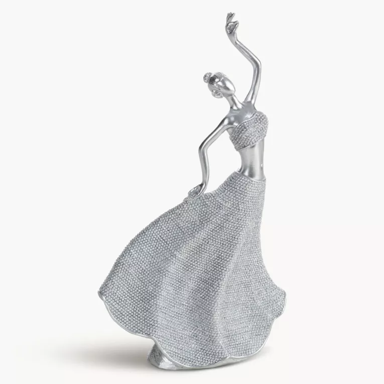 Figurka srebrna w kształcie baletnicy o drobnym strukturalnym wzorze 14x7x26 cm ELDO