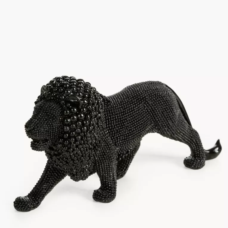 Figurka czarna w kształcie Lwa o drobnym strukturalnym wzorze 23x6x12 cm ELDO 3