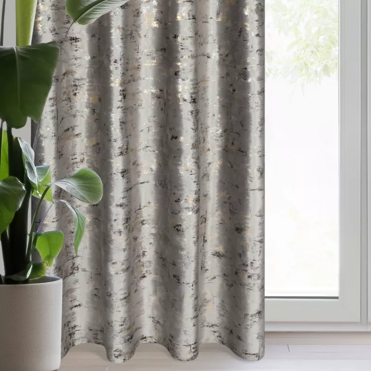 Zasłona stalowo, złocista zdobiona marmurkowym wzorem, welwetowa 140x250 cm przelotka TAMI