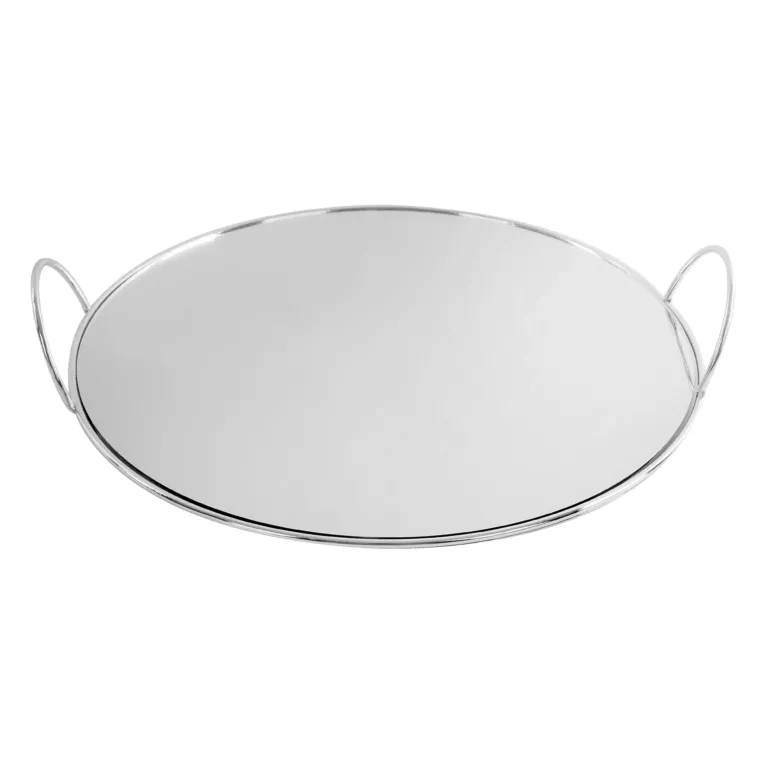 Taca dekoracyjna RING z lustrzanym blatem i metalowymi rączkami w stylu art deco