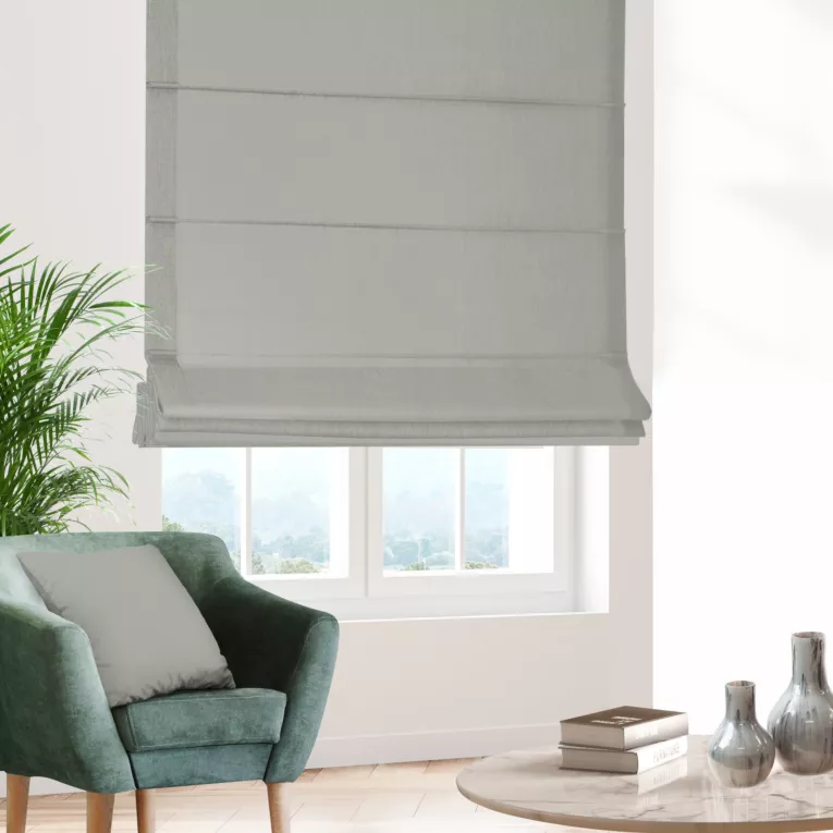 Roleta rzymska szara z tkaniny welwetowej zaciemniającej w 100%