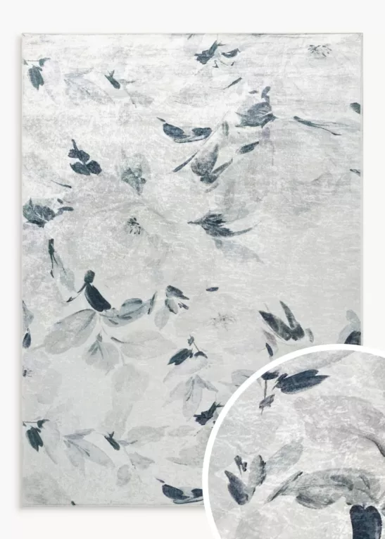 Dywan 120x160 cm kremowo, grafitowy z motywem kwiatów LOTUS 3