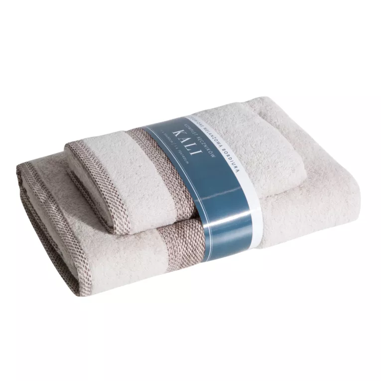 Zestaw ręczników bawełnianych na prezent 2 szt kolor beżowy 500 g/m2 KALI