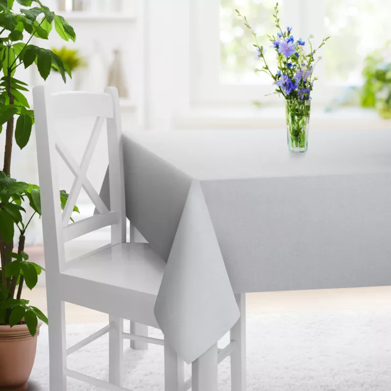 Obrus szyty naturalny z tkaniny o naturalnym splocie w stylu eko