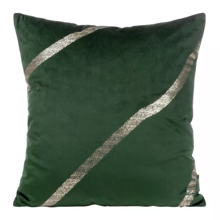 Poszewka na poduszkę 45x45 cm welwetowa ciemnozielona z nadrukiem błyszczących pasów BLINK 34