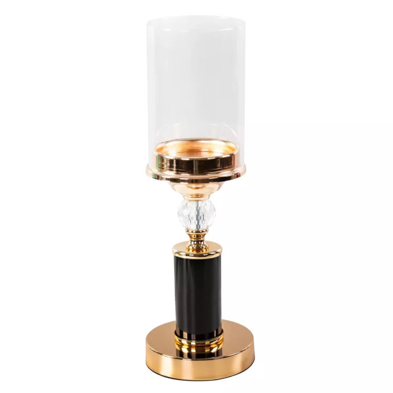 Świecznik RIA z metalu szkła i kryształu w stylu glamour