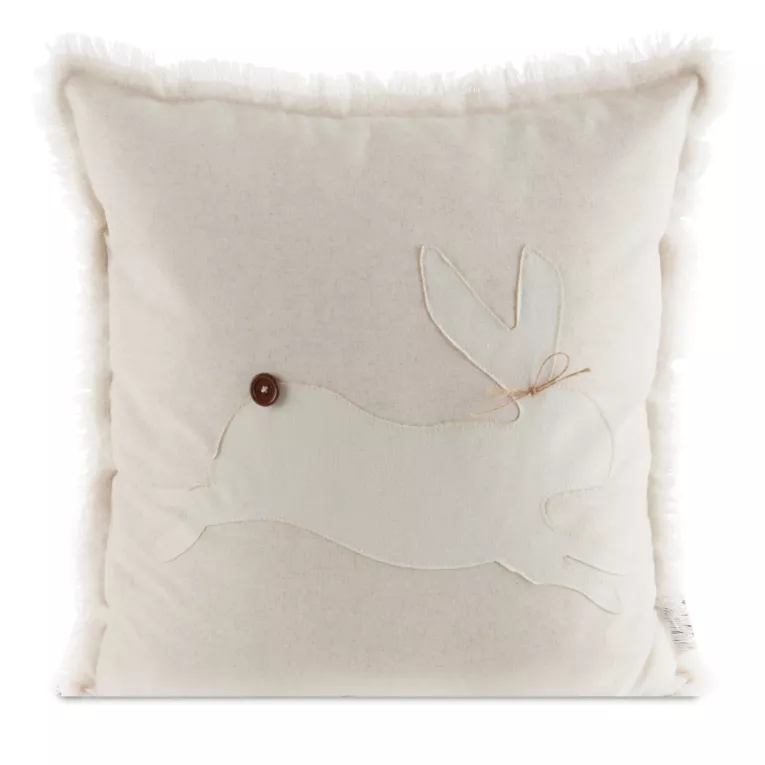 Poszewka na poduszkę 45x45 cm z dodatkiem lnu wielkanocna beżowo, kremowa WIOSNA 56