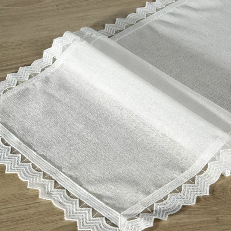 Bieżnik na stół biały 35x180 cm SILEN obszyty koronką