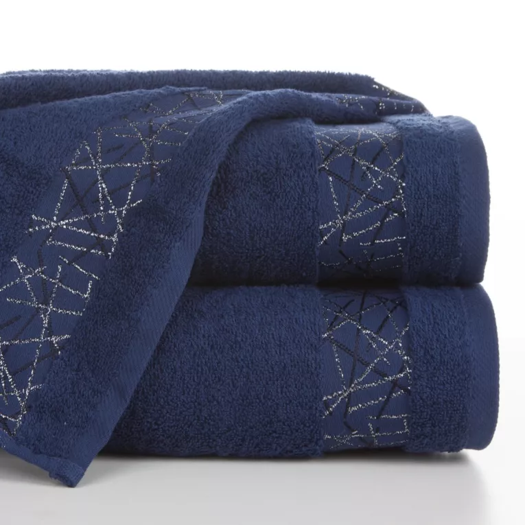 Ręcznik kąpielowy 50x90 cm bawełniany kolor granatowy z żakardową bordiurą 480 g/m2 NIKA