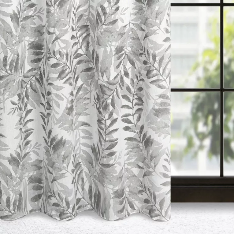 Zasłona naturalna w stalowe liście 140x250 cm przelotka - HARIET