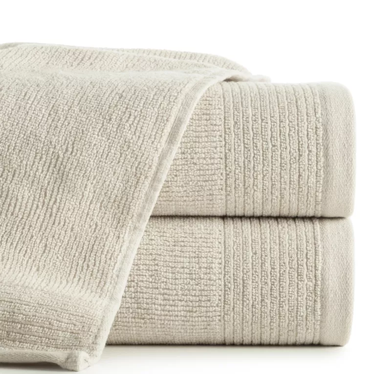 Ręcznik do rąk 30x50 cm bawełniany kolor beżowy zdobiony błyszczącą bordiurą 500 g/m2 LARI