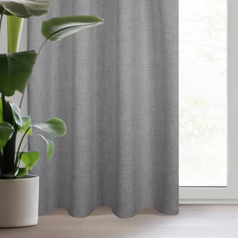 Zasłona JULA w stylu eko z tkaniny o płóciennym splocie z efektem melanżu