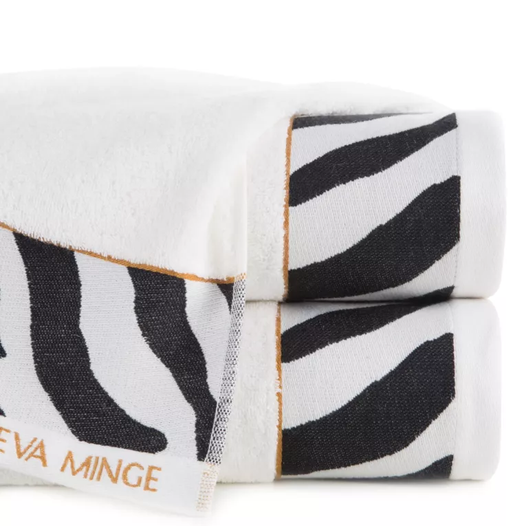 Ręcznik kąpielowy 50X90 cm bawełniany kolor kremowy,czarny z designerską bordiurą 500 g/m2 EVA 22 Eva Minge